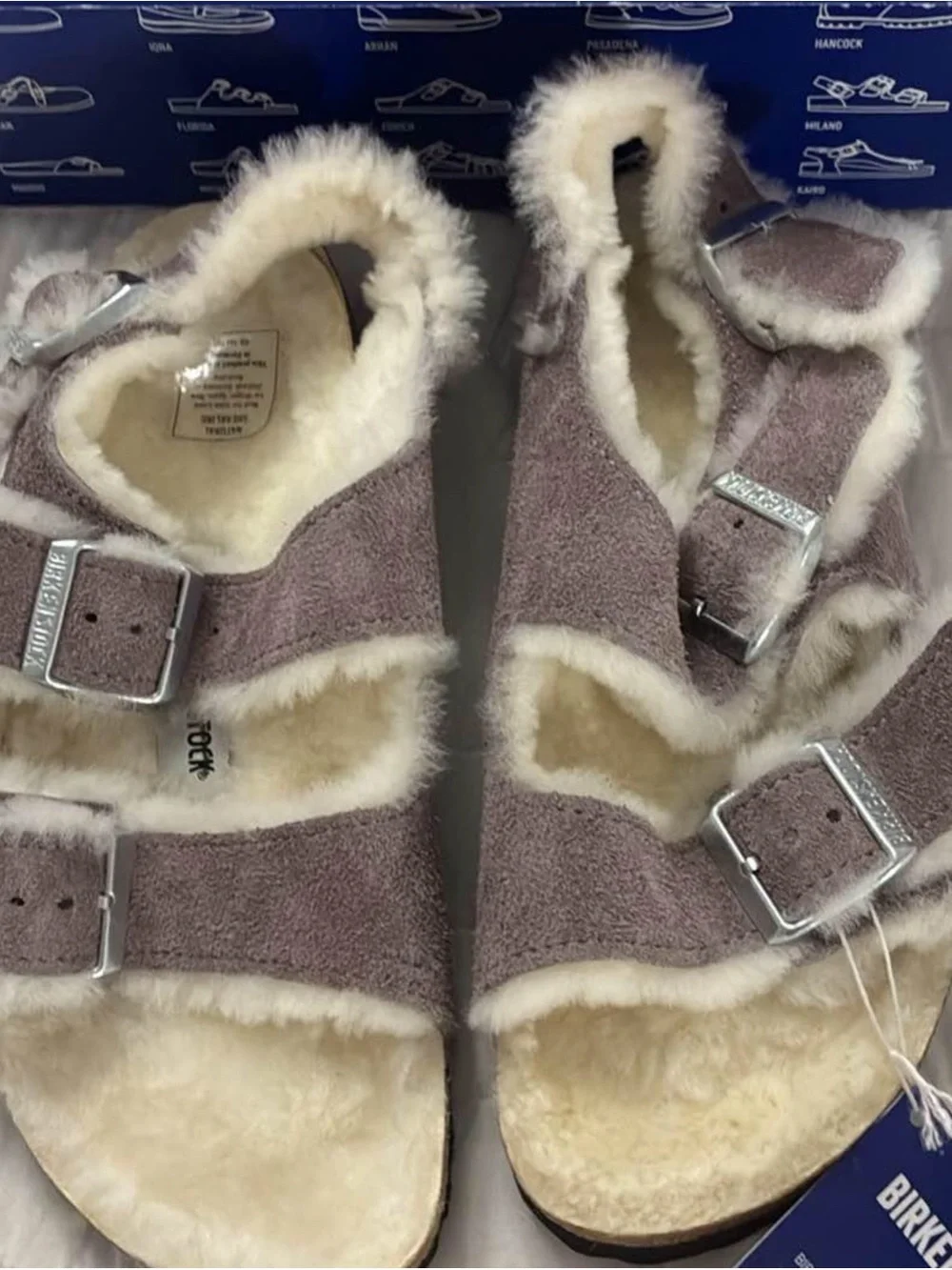 Birkenstock Milano Suede Shearling size 36/ 5.5 in faded purple